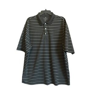 Palm Beach Golf Performance Polo Shirt Mens XL BlackBeige Striped Preppy Tennis